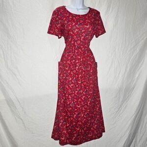 vintage y2k cottage core whimsigoth farmers daughter floral midi dress